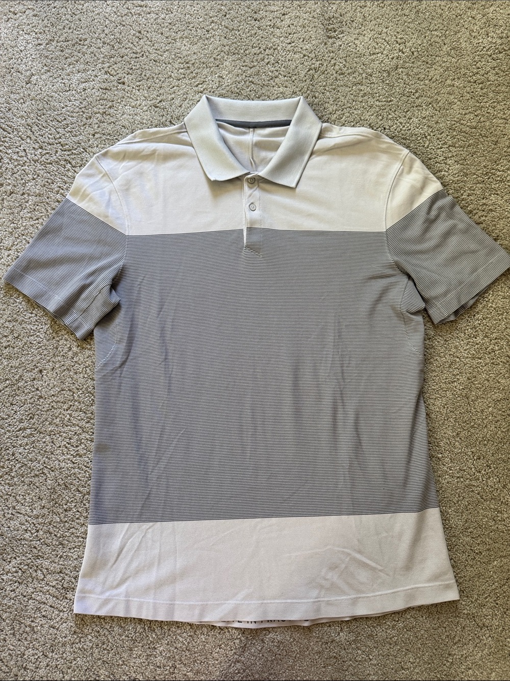 MENS LULULEMON Grey Striped Polo Shirt L